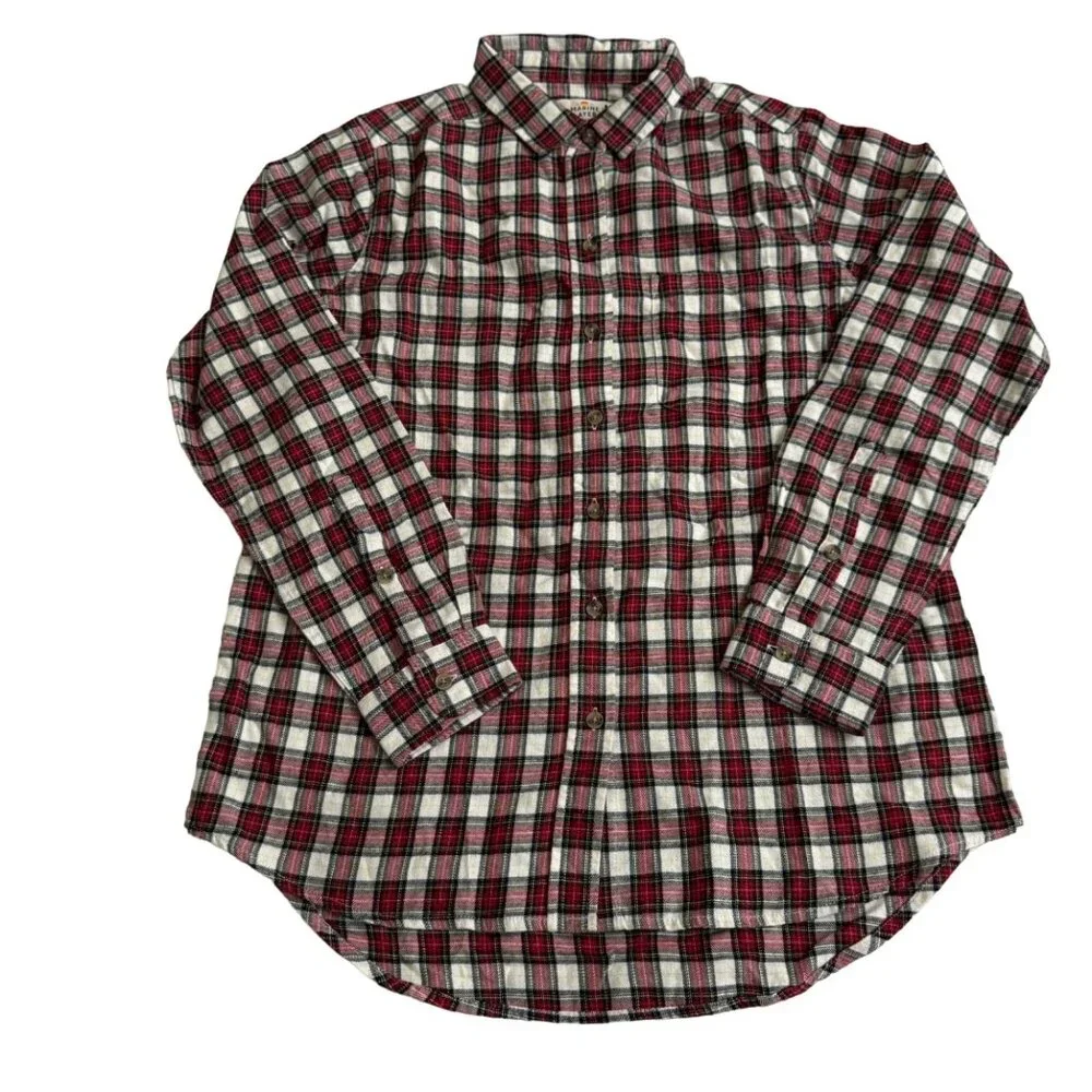 Marine Layer Kendall womens shirt red plaid button down sz medium Collared - Picture 3 of 12